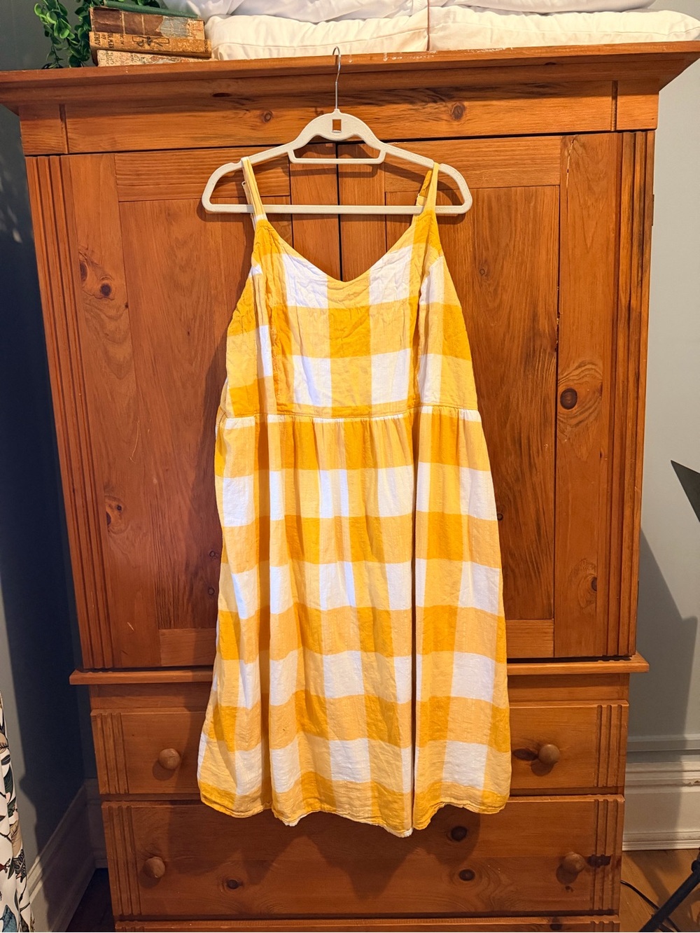 Old Navy Yellow and White Gingham Midi Sundress